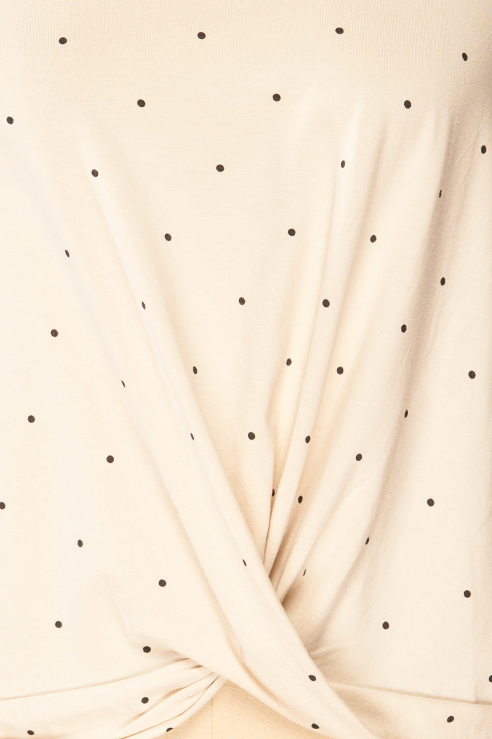 Liski Beige Polka Dot Knotted Top | La petite garçonne fabric