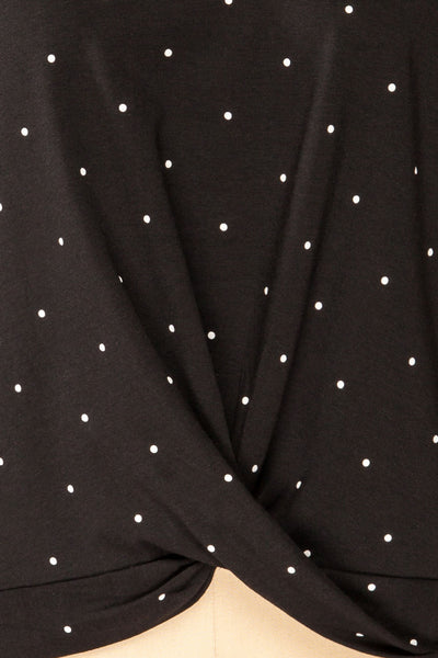 Liski Black Polka Dot Knotted Top | La petite garçonne fabric