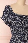 Lison Navy Floral Off-Shoulder Midi Dress | Boutique 1861 side close-up