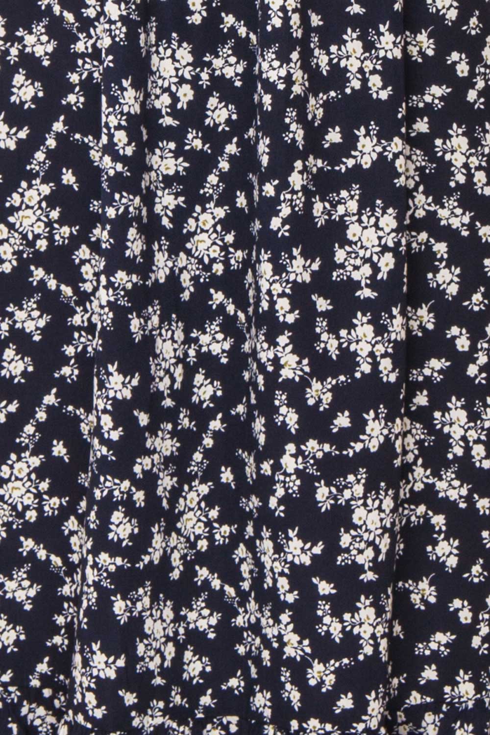 Lison Navy Floral Off-Shoulder Midi Dress | Boutique 1861 fabric 