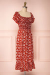 Lison Red Floral Off-Shoulder Midi Dress | Boutique 1861 side view
