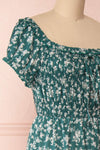 Lison Teal Blue-Green Off-Shoulder Midi Dress | Boutique 1861 side close-up