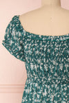 Lison Teal Blue-Green Off-Shoulder Midi Dress | Boutique 1861 back close-up