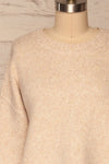 Listalin Beige Cropped Knit Sweater | La petite garçonne  front close up