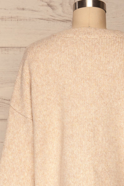 Listalin Beige Cropped Knit Sweater | La petite garçonne  back close up
