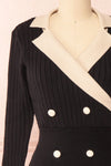 Livadeia Black Long Sleeve A-Line Dress | Boutique 1861 front close-up