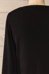 Lixa Black Faux-Wrap Long Sleeve Top | La petite garçonne back close-up