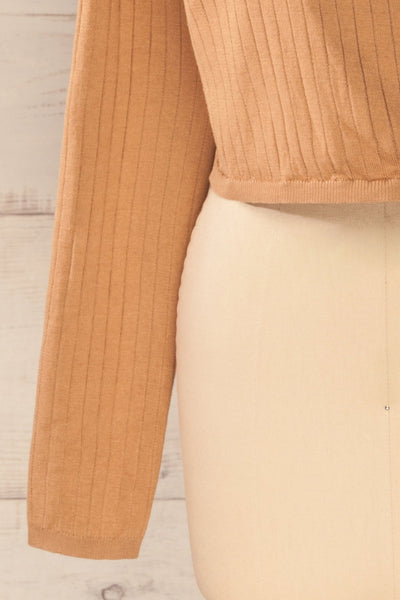 Lixa Camel Faux-Wrap Long Sleeve Top | La petite garçonne bottom