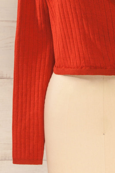 Lixa Rust Orange Faux-Wrap Long Sleeve Top | La petite garçonne bottom