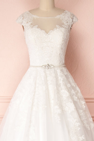 Lizavetta | Off-White Maxi Bridal Dress with Lace