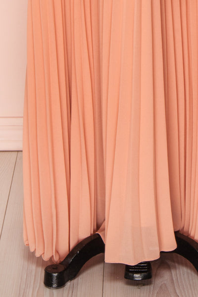Lizbeth Coral Pleated Maxi Dress w/ Frills | La petite garçonne skirt