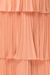 Lizbeth Coral Pleated Maxi Dress w/ Frills | La petite garçonne fabric