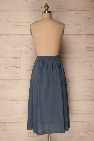 Lobao Ciel Denim Blue Button-Up A-Line Skirt | La Petite Garçonne 5