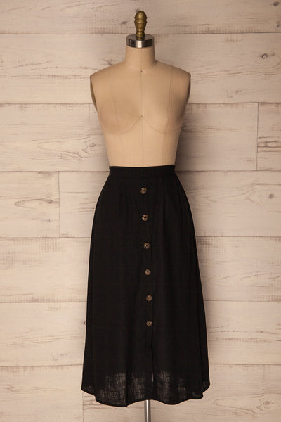 Lobao Orage Black Button-Up A-Line Skirt | La Petite Garçonne