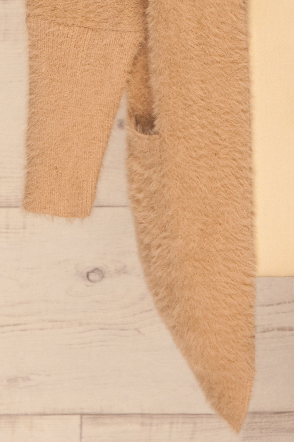 Lodzki Beige Long Fuzzy Cardigan | La petite garçonne  bottom 