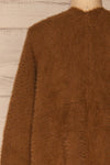 Lodzki Brown Long Fuzzy Cardigan | La petite garçonne  back close-up