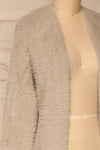 Lodzki Grey Long Fuzzy Cardigan | La petite garçonne  side close-up