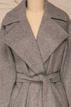 Lokvari Grey Long Felt Trench Coat | La Petite Garçonne front close-up