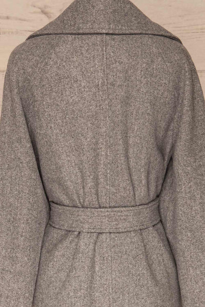 Lokvari Grey Long Felt Trench Coat | La Petite Garçonne back close-up