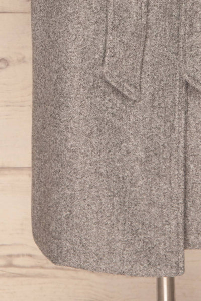 Lokvari Grey Long Felt Trench Coat | La Petite Garçonne bottom close-up