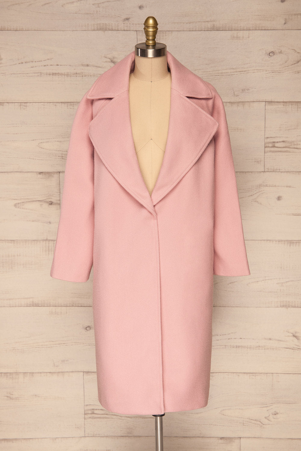 Lokvari Pink Long Felt Trench Coat | La Petite Garçonne front view open 