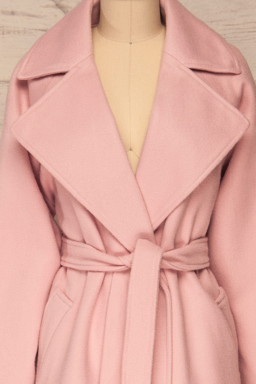 Lokvari Pink Long Felt Trench Coat | La Petite Garçonne front close-up 