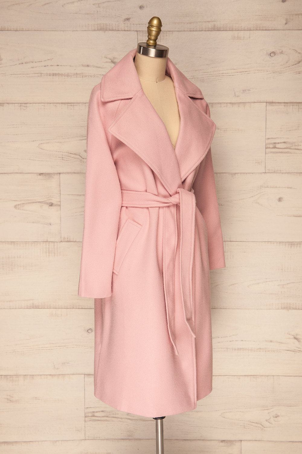 Lokvari Pink Long Felt Trench Coat | La Petite Garçonne side view 