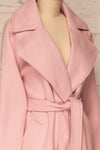 Lokvari Pink Long Felt Trench Coat | La Petite Garçonne side close-up