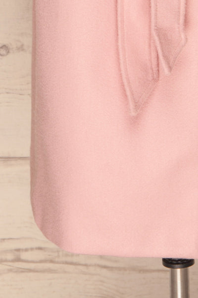 Lokvari Pink Long Felt Trench Coat | La Petite Garçonne bottom close-up