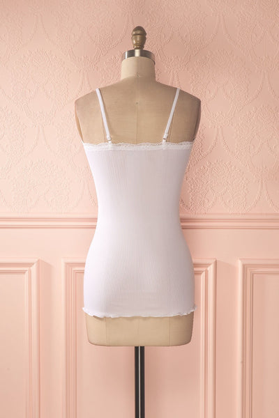 Lonia Blanc - White basic tank top with lace detail 5