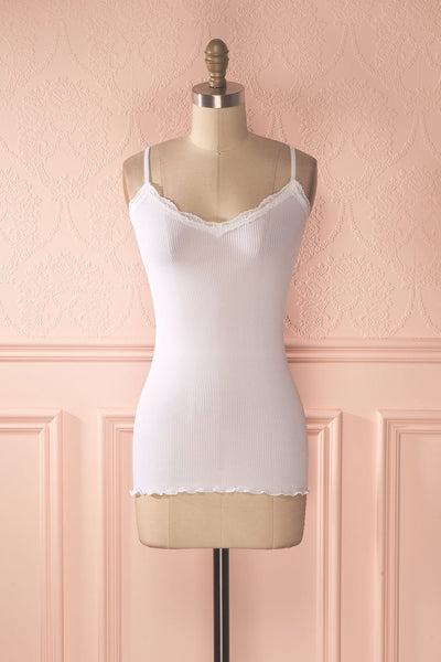 Lonia Blanc - White basic tank top with lace detail 1