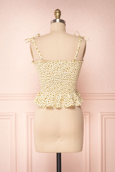 Lopaka Yellow Floral Ruched Bustier Crop Top | Boutique 1861 5
