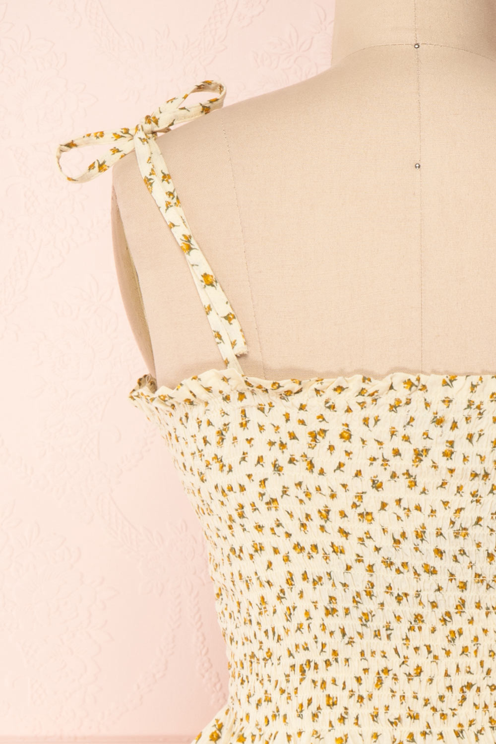 Lopaka Yellow Floral Ruched Bustier Crop Top | Boutique 1861 6