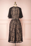 Lorenia Black & Beige Lace Midi Cocktail Dress | Boutique 1861 back view