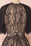 Lorenia Black & Beige Lace Midi Cocktail Dress | Boutique 1861 back close-up