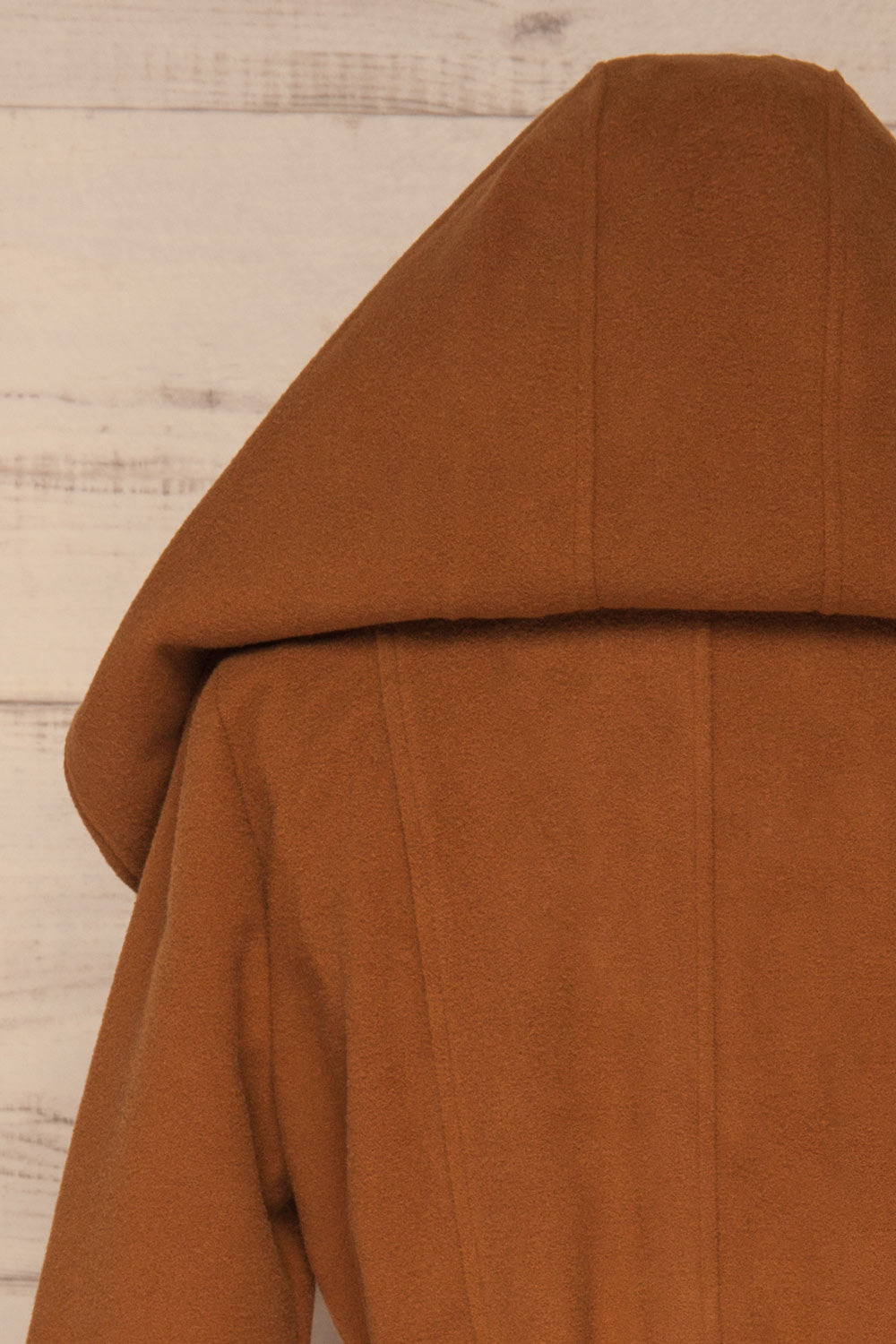 Lorialet Camel Felt Trench Coat w/ Hood back hood up | La Petite Garçonne