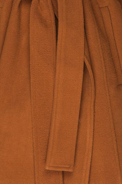 Lorialet Camel Felt Trench Coat w/ Hood texture close up | La Petite Garçonne