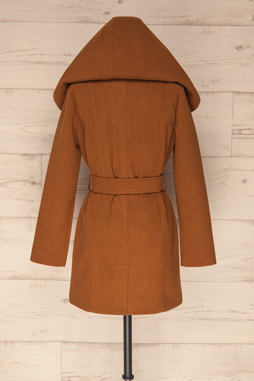 Lorialet Camel Felt Trench Coat w/ Hood backhood up | La Petite Garçonne