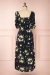 Lourosa Navy Midi Dress w/ Floral Print | Boutique 1861 back view