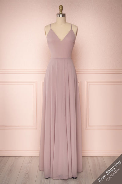 Lovina Petal Lilac Chiffon Gown with Tied Open Back | Boudoir 1861