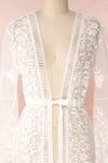 Lovis White Mesh & Lace Long Sleeved Maxi Kimono | Boudoir 1861 4