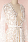 Lovis White Mesh & Lace Long Sleeved Maxi Kimono | Boudoir 1861 7