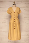 Lowenstein Yellow Button-Up Midi Dress | La petite garçonne front view