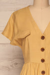 Lowenstein Yellow Button-Up Midi Dress | La petite garçonne front close-up