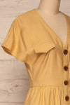 Lowenstein Yellow Button-Up Midi Dress | La petite garçonne side close-up