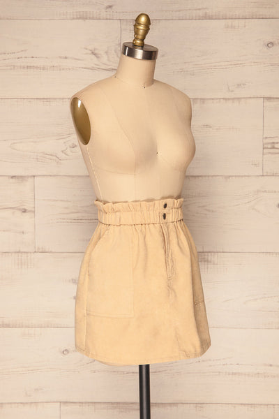 Loxley Beige Corduroy Mini Skirt | La Petite Garçonne side view