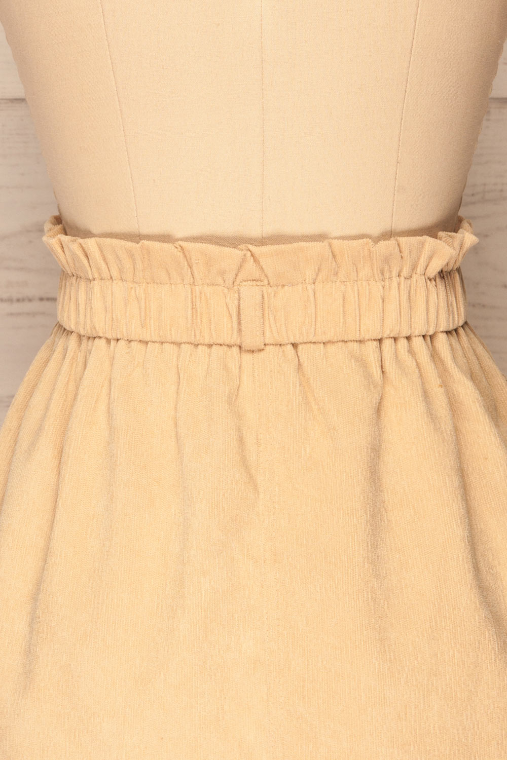 Loxley Beige Corduroy Mini Skirt | La Petite Garçonne back close-up