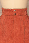 Loxley Clay Orange Corduroy Mini Skirt | La Petite Garçonne  front close-up