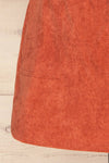 Loxley Clay Orange Corduroy Mini Skirt | La Petite Garçonne bottom close-up