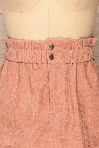 Loxley Mauve Lilac Corduroy Mini Skirt | La Petite Garçonne front close-up